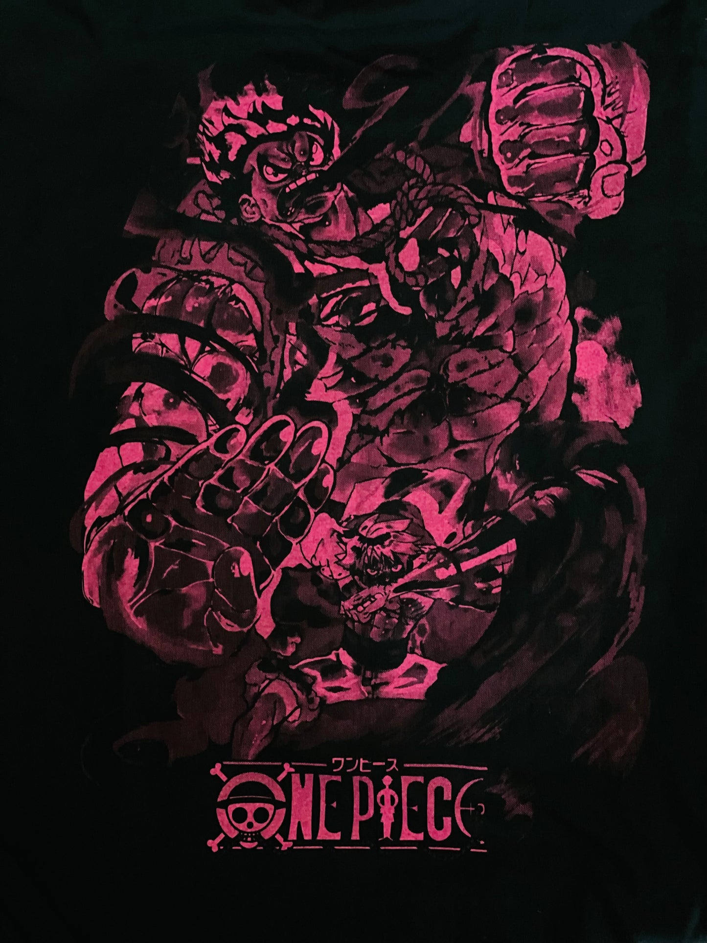Luffy One Piece Neon T-Shirt (Front & Back Print)