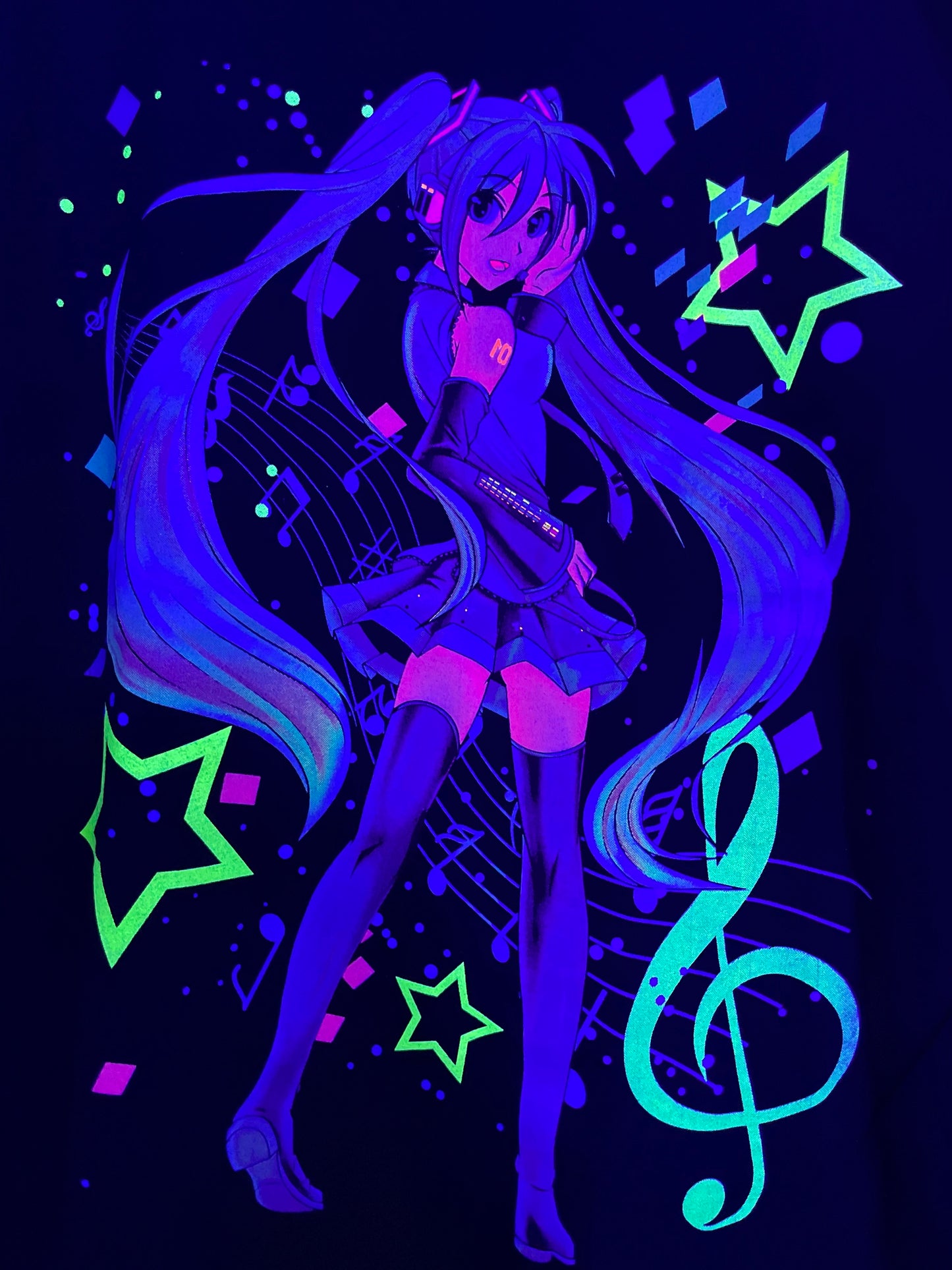 Miku Hatsune Neon T-Shirt (Front & Back Print)