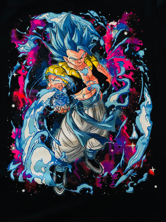 Gogeta Fusion Dragon Ball Z Vibrant Neón T-Shirt (Front & Back Print)