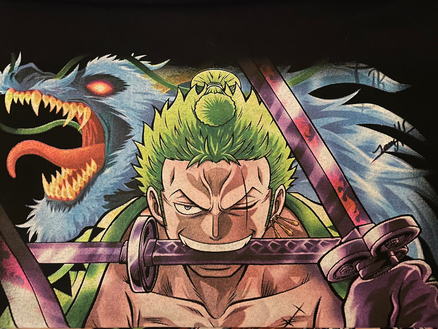 One Piece Zoro Neon UV T-Shirt (Front & Back Print)