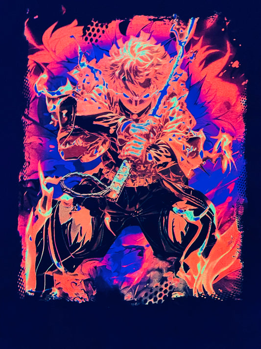 Kyojuro Rengoku (Demon Slayer) 🔥 Neon T-Shirt (Front & Back Print)