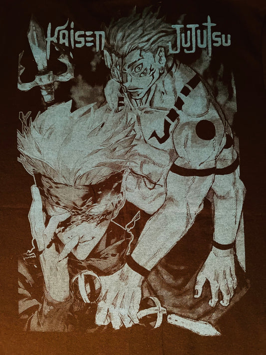 Gojo Satoru “Purple Hollow Technique” Jujutsu Kaisen Vibrant Neón T-Shirt (Front & Back Print)