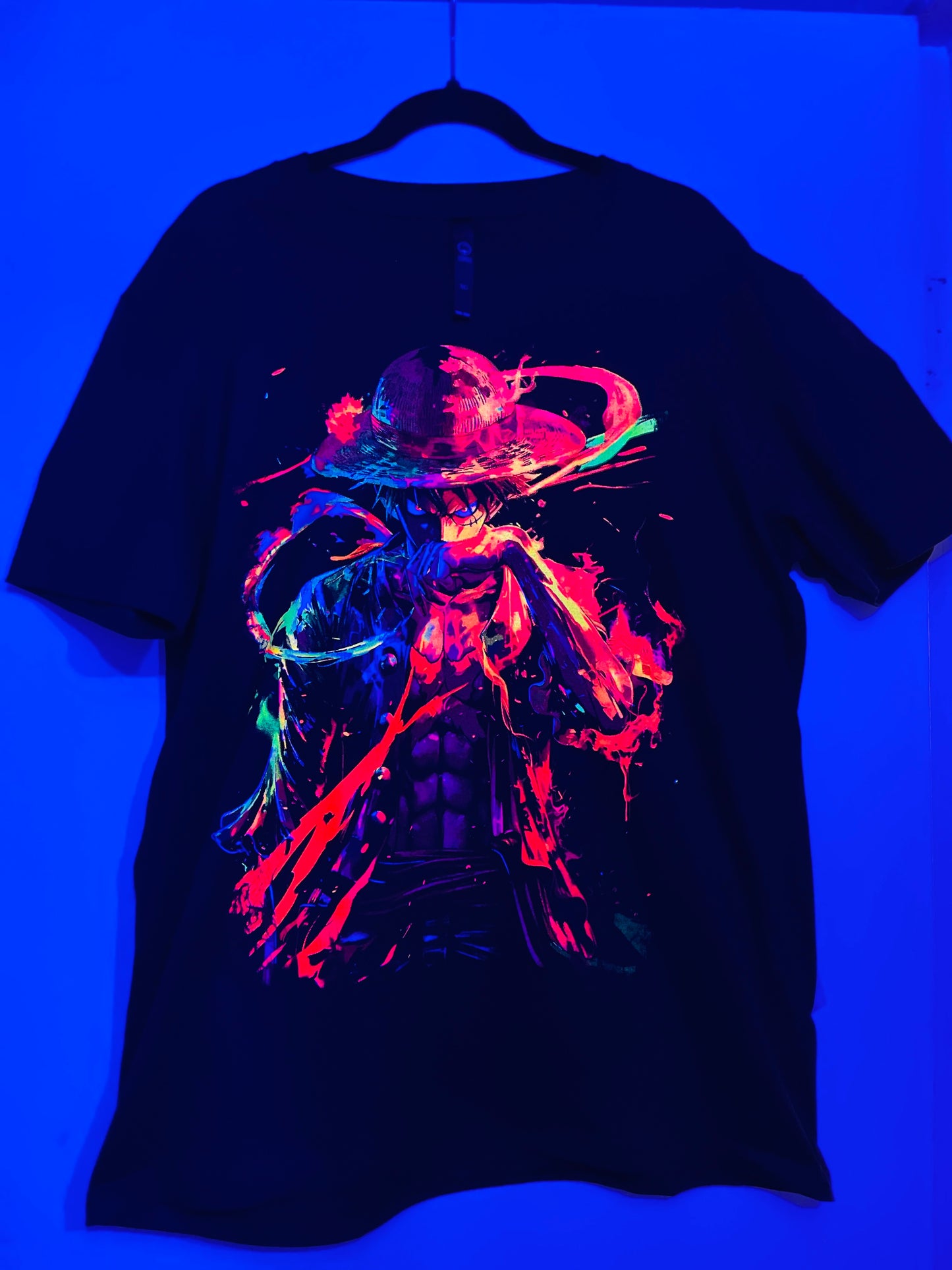Luffy Gear Mode One Piece, Vibrant Neón T-Shirt (Front & Back Print)