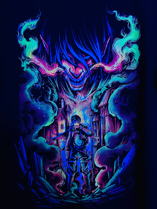 Eren Yeager Attack On Titan Neon T-Shirt (Front & Back Print)