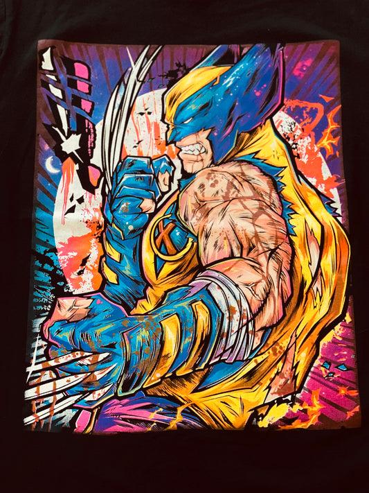Wolverine Iconic Yellow Suit Vibrant Neón T-Shirt (Front & Back Print)