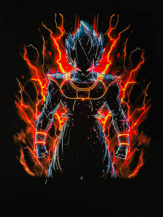 Vegeta Super Saiyan Blue Neon T-Shirt (Front & Back Print)