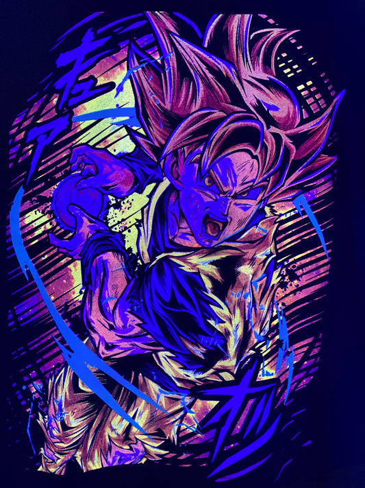 Goku SSJ Vibrant Neón T-Shirt (Front & Back Print)
