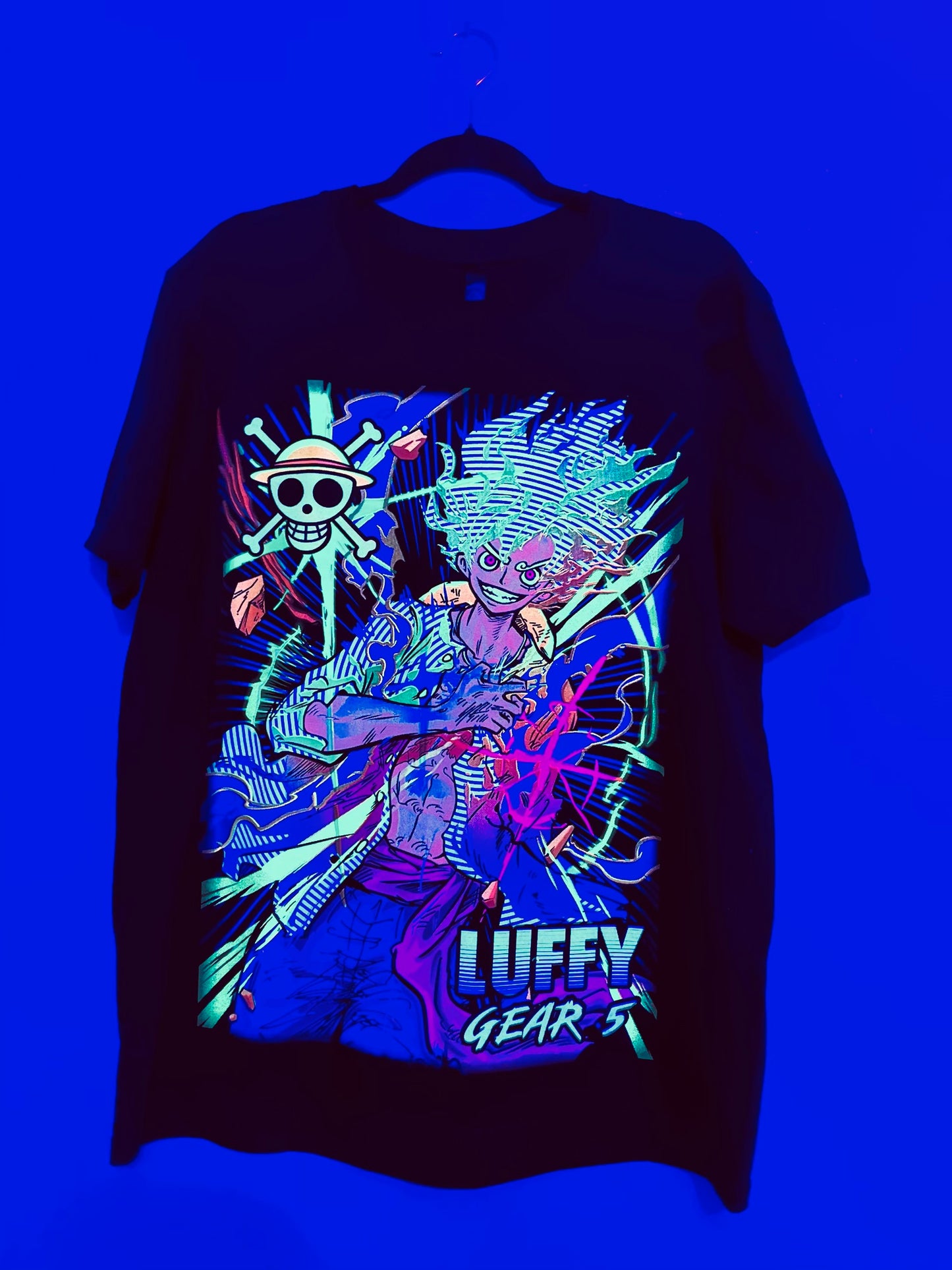 Luffy Gear 5 One Piece Neon Tee & Glows in the Dark