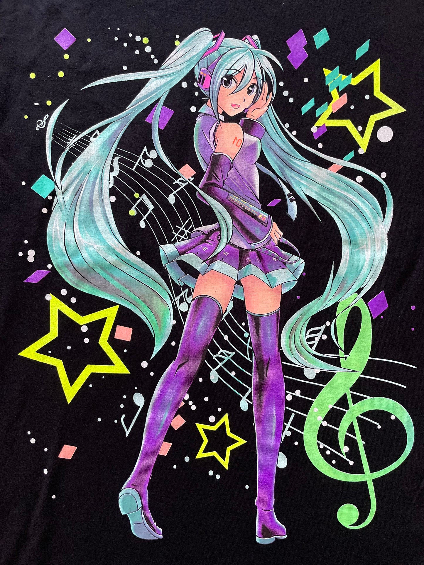 Miku Hatsune Neon T-Shirt (Front & Back Print)