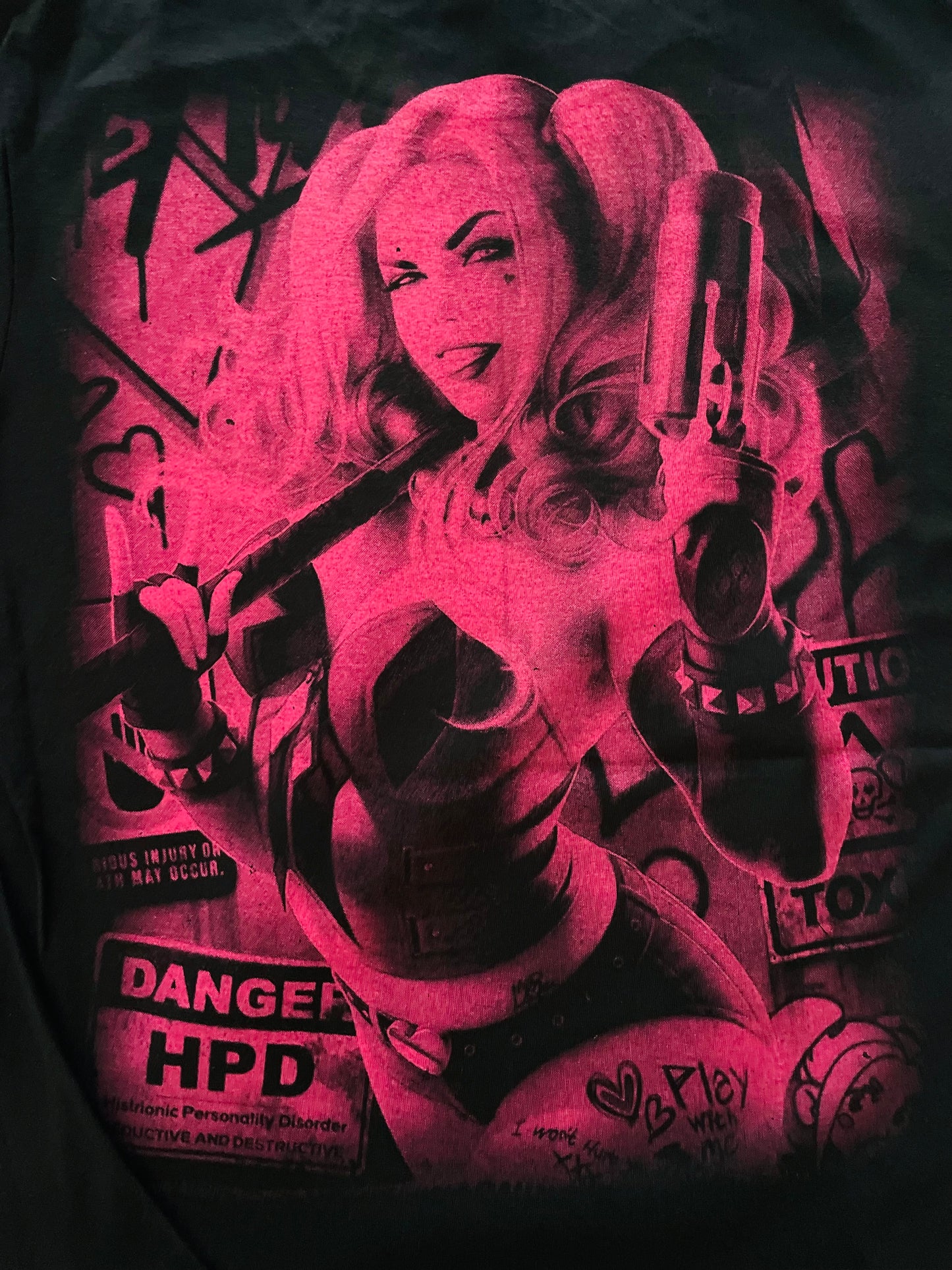 Harley Quinn Back Cosplay Harley Neon T-Shirt (Front & Back Print)