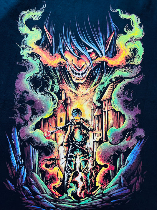 Eren Yeager Attack On Titan Neon T-Shirt (Front & Back Print)
