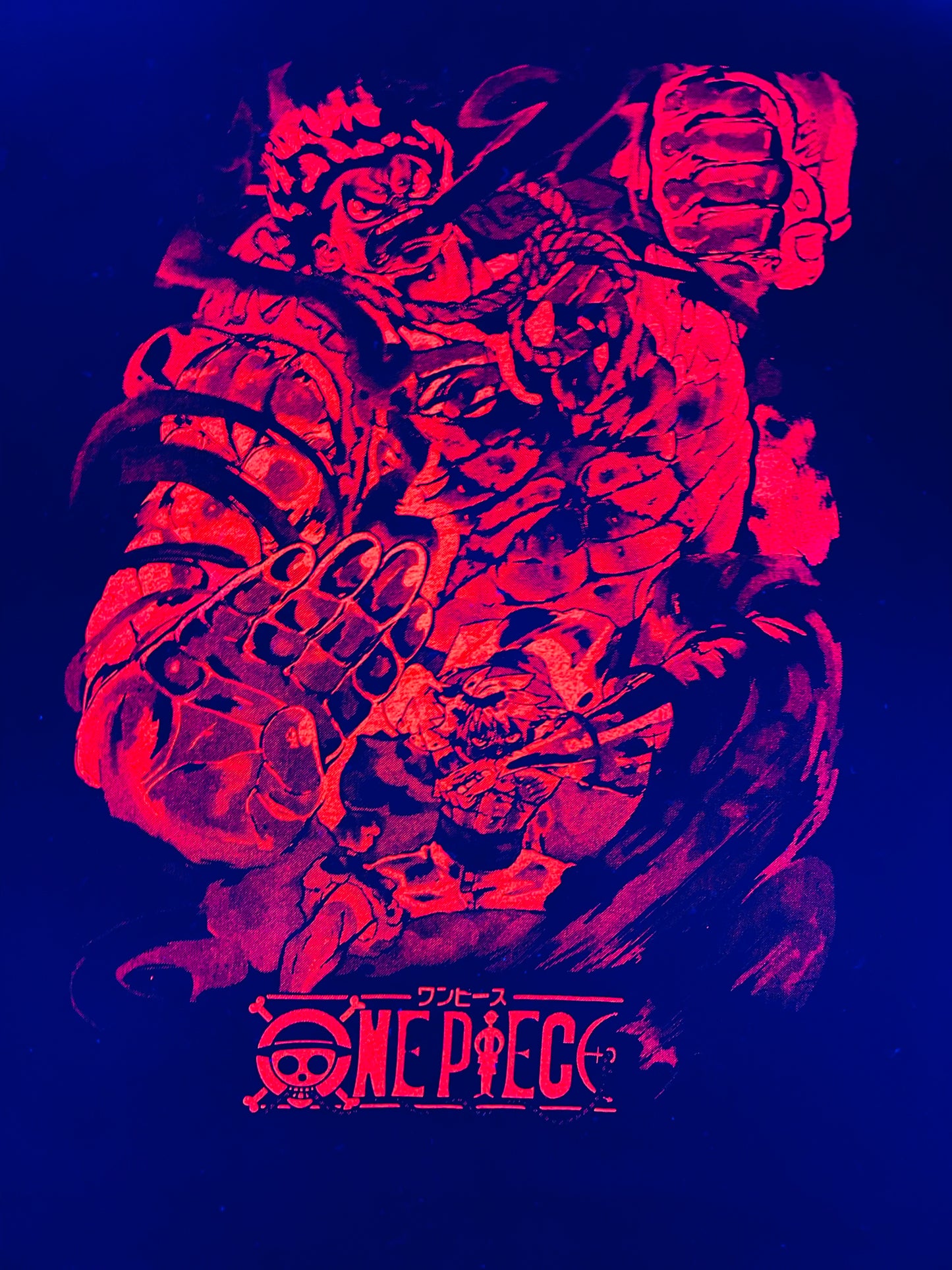 Luffy One Piece Neon T-Shirt (Front & Back Print)