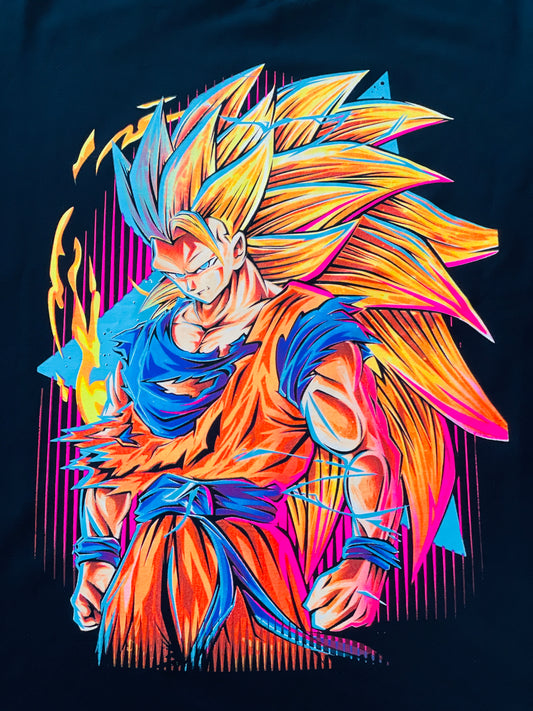 Goku Iconic SS3 Vibrant Neón T-Shirt (Front & Back Print)