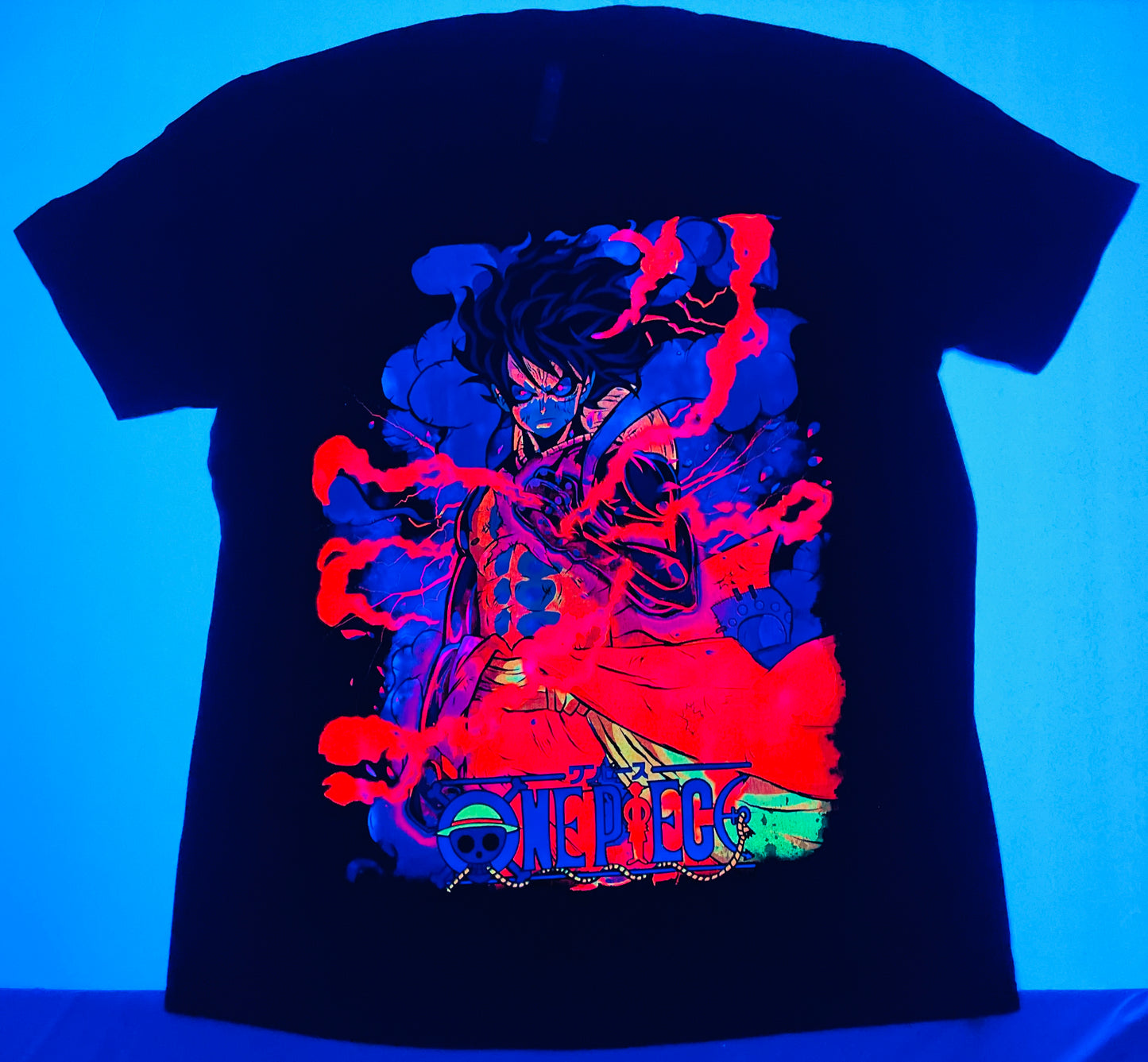 Luffy One Piece Neon T-Shirt (Front & Back Print)