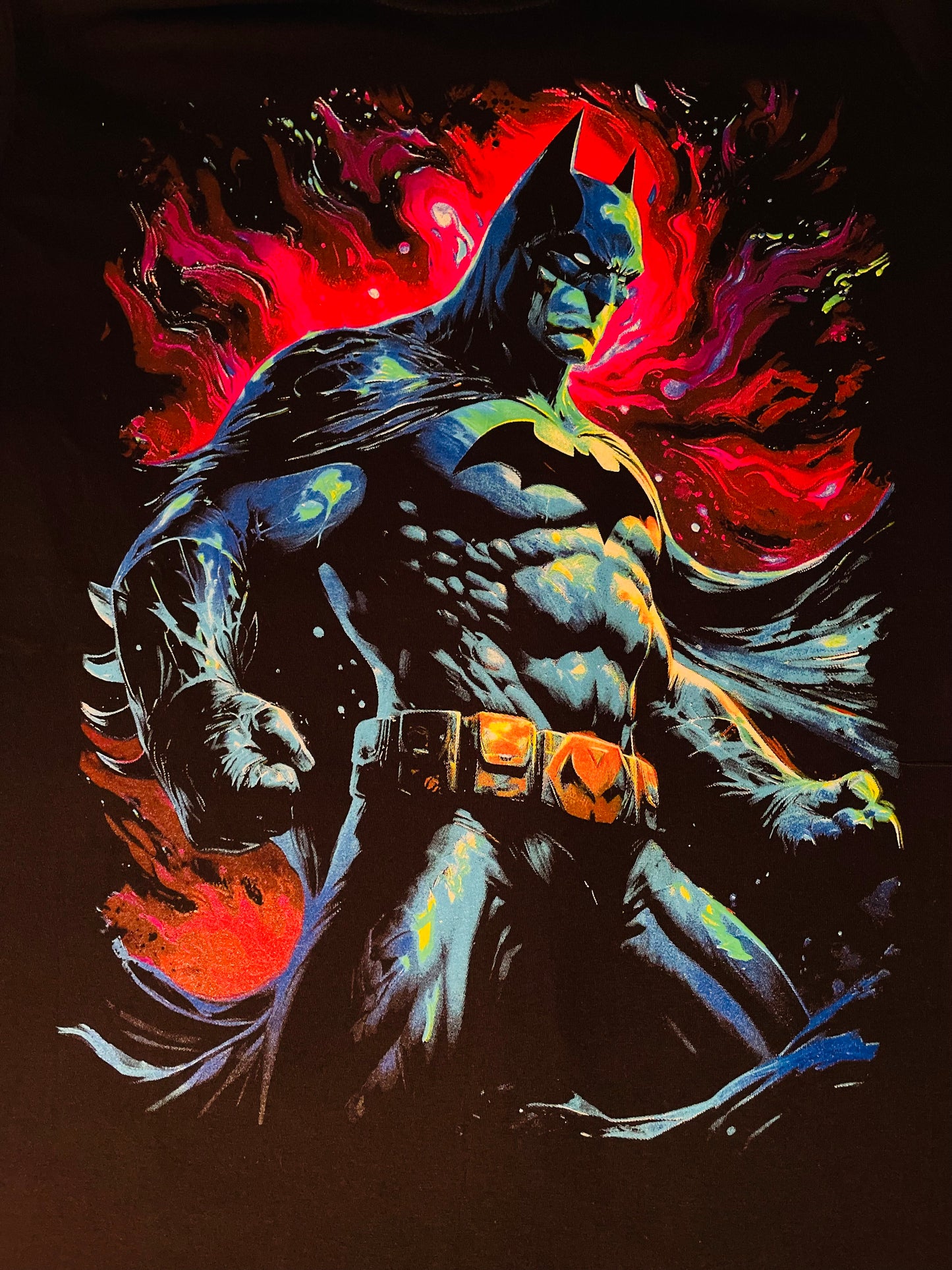 Batman Arkham Knight Vibrant Neon T-Shirt (Front & Back Print)