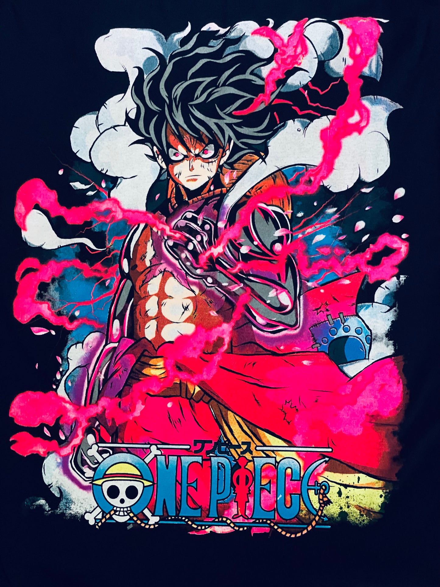 Luffy One Piece Neon T-Shirt (Front & Back Print)