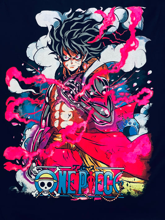 Luffy One Piece Neon T-Shirt (Front & Back Print)