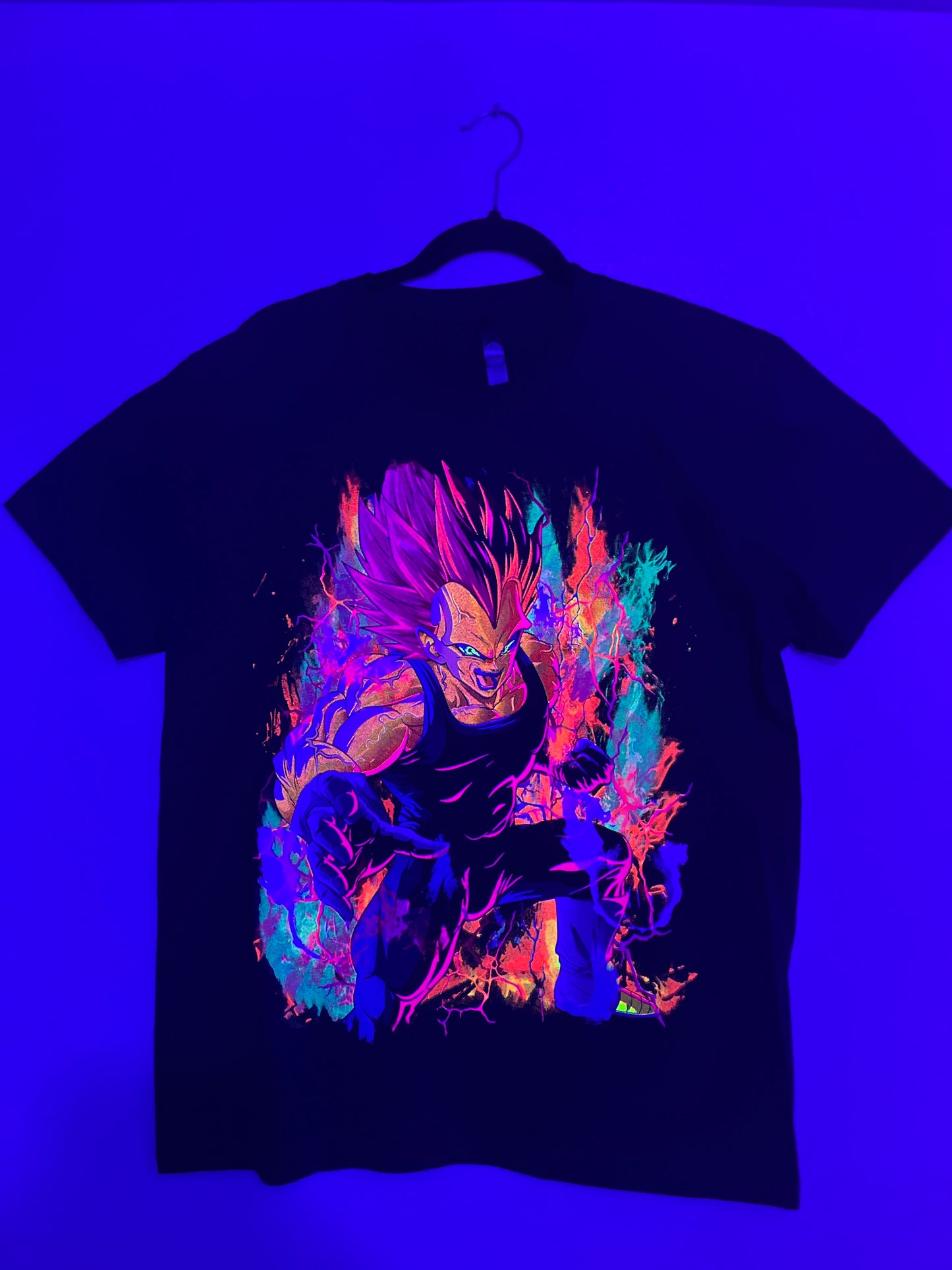 Vegeta Super Saiyan Rose Vibrant Neón T-Shirt (Front & Back Print)