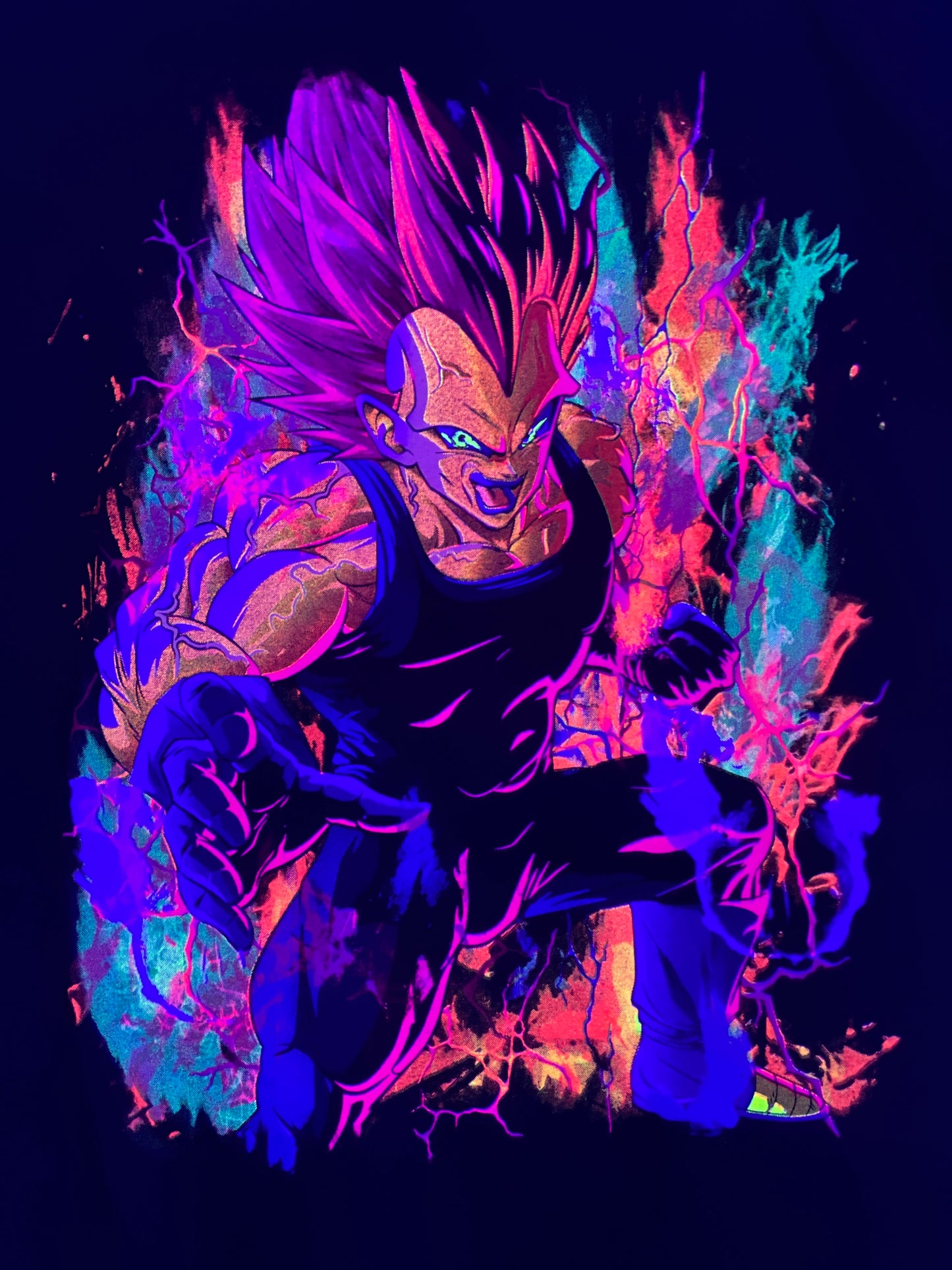 Vegeta Super Saiyan Rose Vibrant Neón T-Shirt (Front & Back Print)