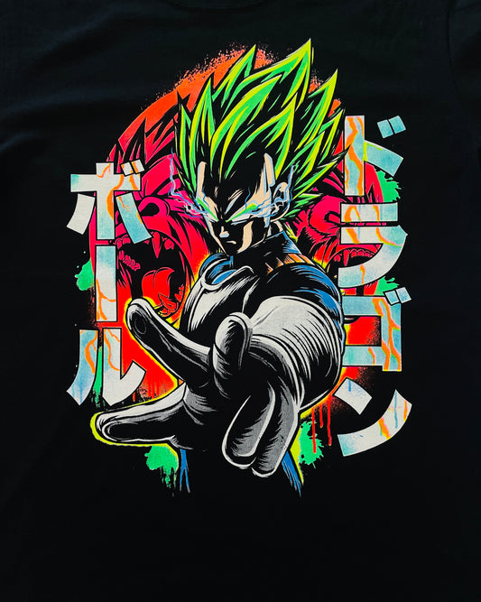 Prince of Saiyans Vegeta Broly inspired Great Ape Form Dragon Ball Z Vibrant Neón T-Shirt (Front & Back Print)