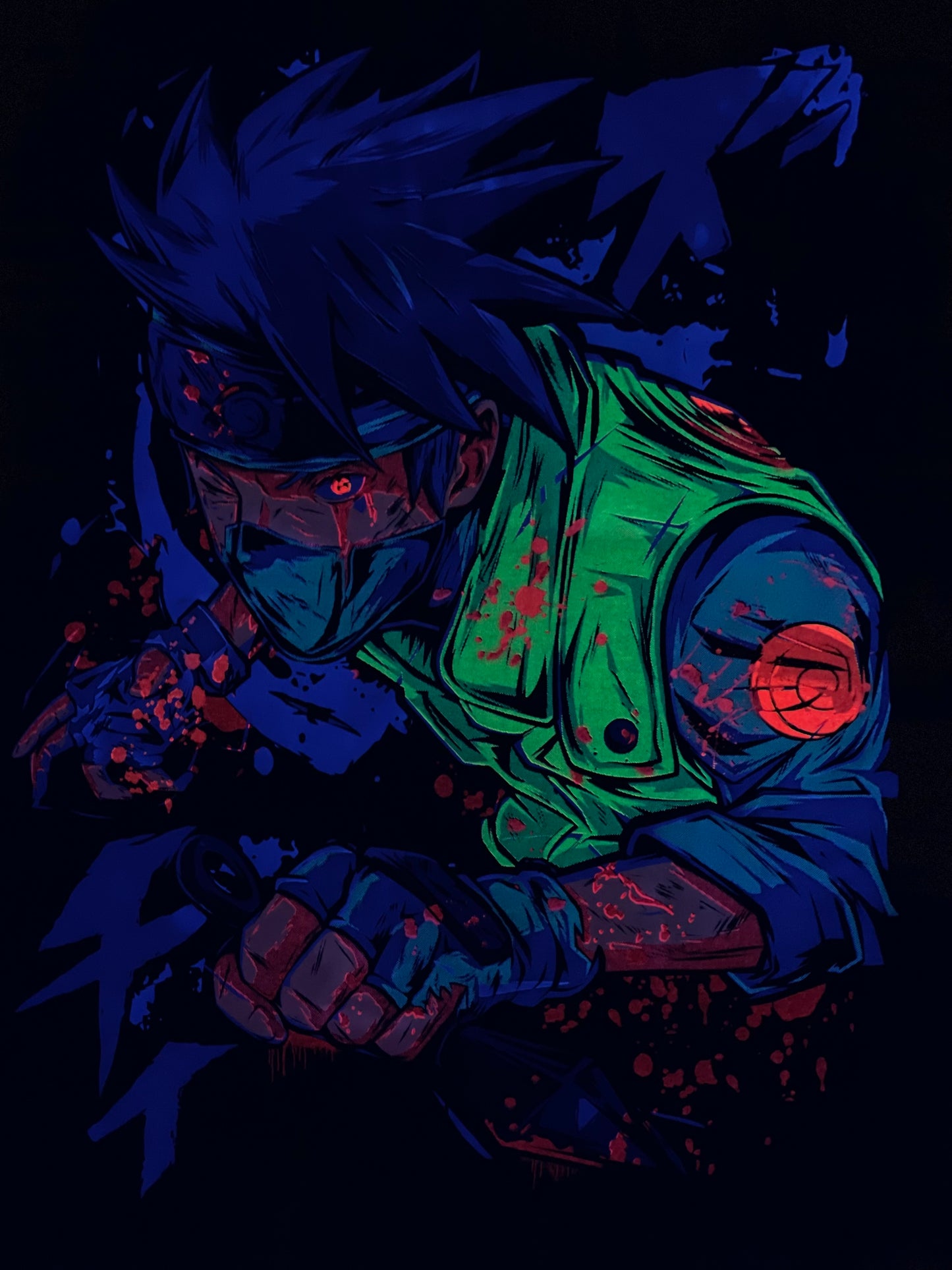 Kakashi Sensei The Copy Ninja T-Neon Shirt (Front & Back Print)