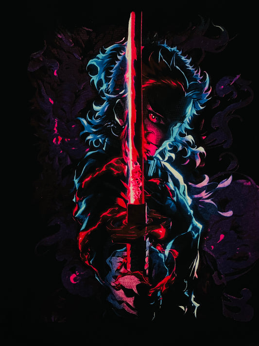 Giyu Tomioka (Demon Slayer) Neon T-Shirt (Front & Back Print)