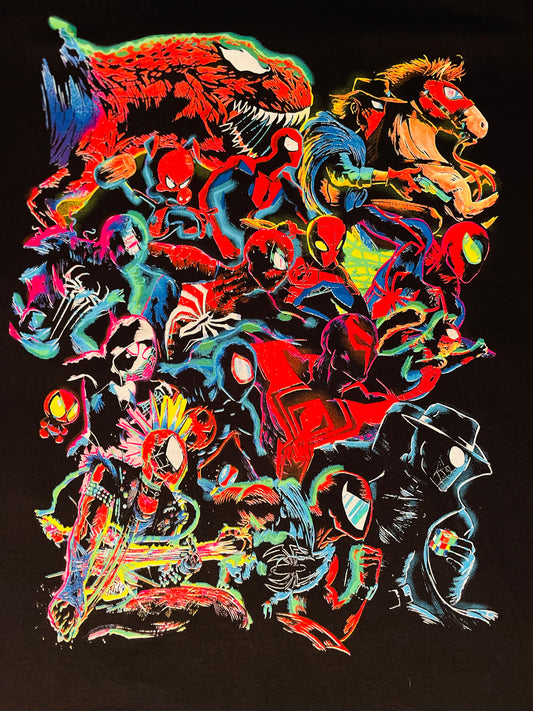 Multi-Verse Spider-mans Neon T-Shirt (Front & Back) Miles Morales Tribute