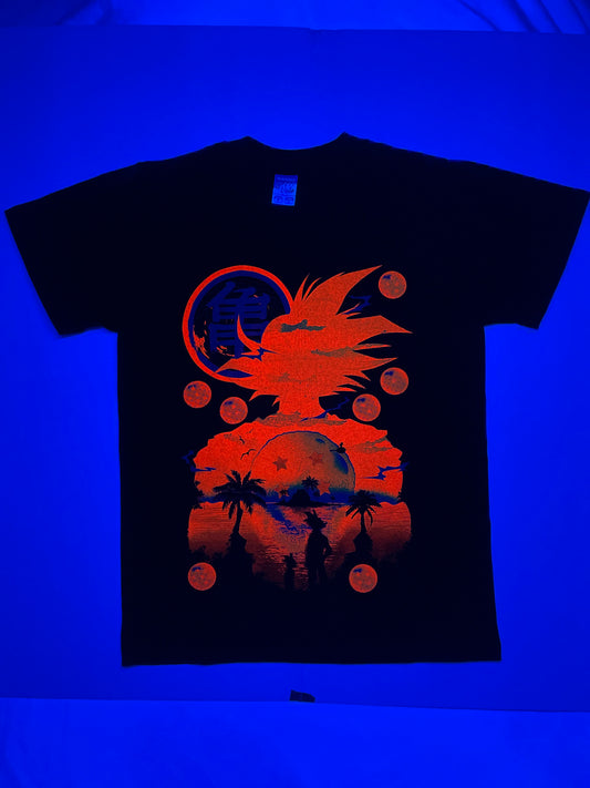 Goku & Kid Gohan / Sunset Neon T-Shirt (Front Print Only)