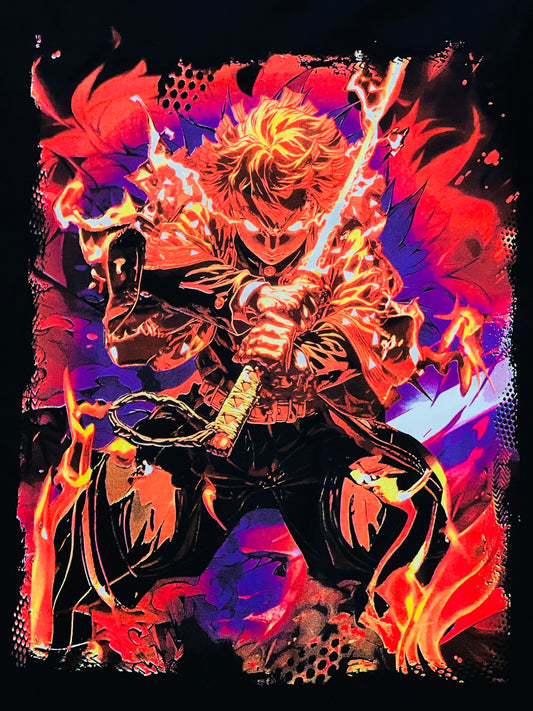 Kyojuro Rengoku (Demon Slayer) 🔥 Neon T-Shirt (Front & Back Print)
