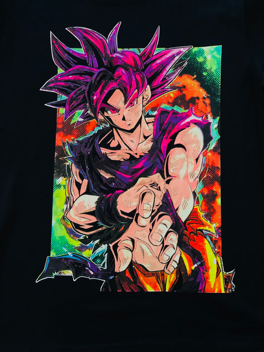 SSJG Goku Dragon Ball Super      Vibrant Neón T-Shirt (Front & Back Print)