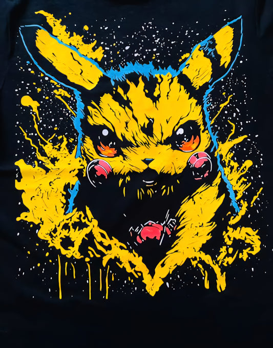 Mean Muggin Pikachu Neon T-Shirt (Front & Back Print)