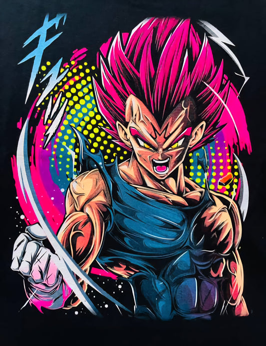 Majin Vegeta Neon Tee Neon T-Shirt (Front & Back Print)
